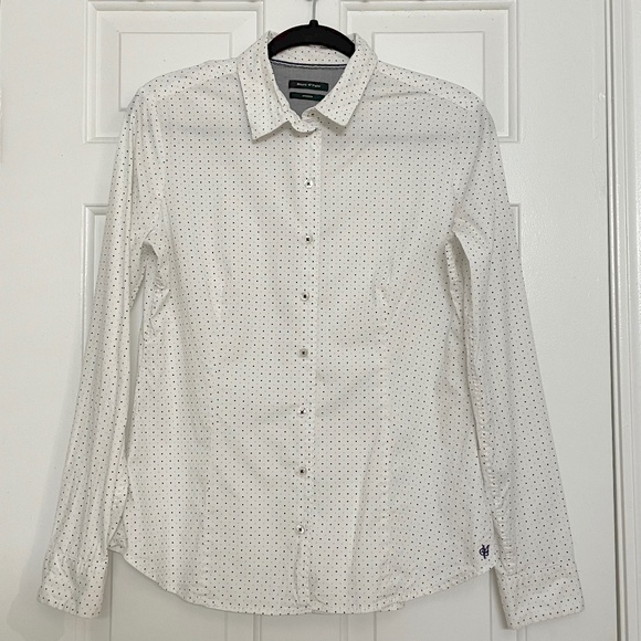 Women’s Marc O’Polo White Navy & Light Blue Mini Square Check Button Up Shirt - Picture 1 of 9
